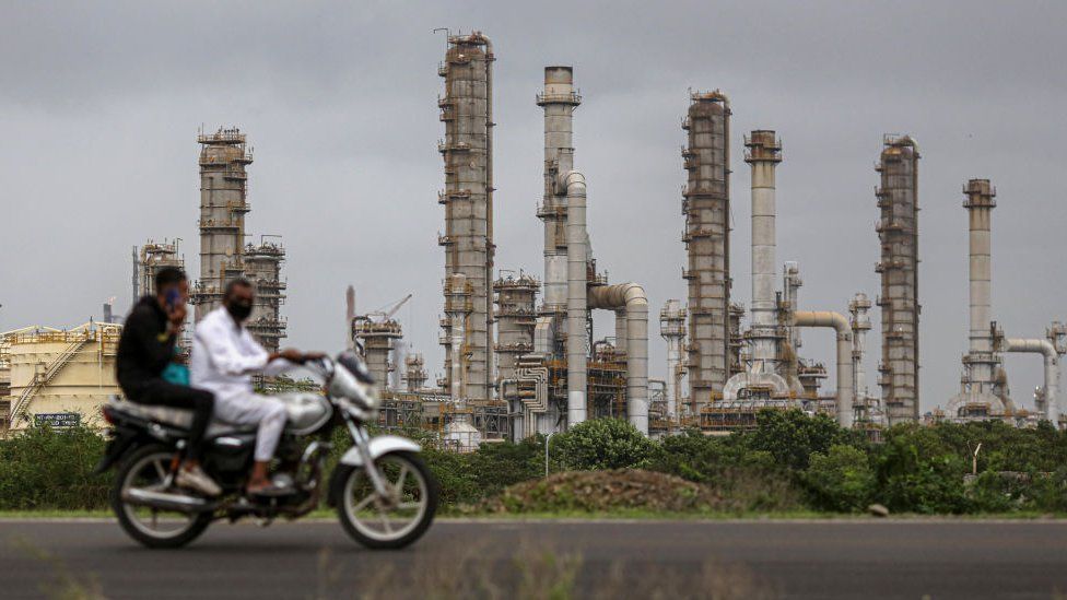 The Jamnagar oil refinery in Gujarat, India