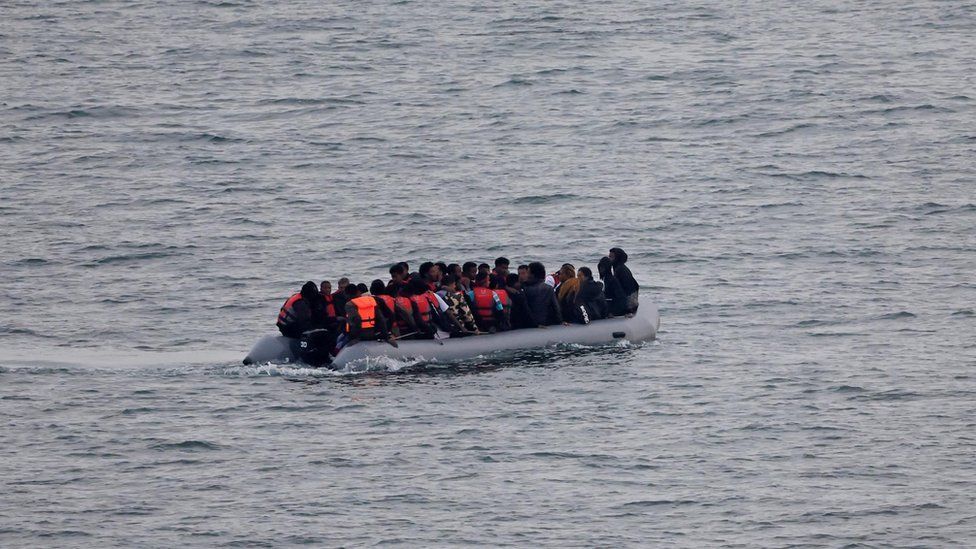 A migrant boat in the channel in October