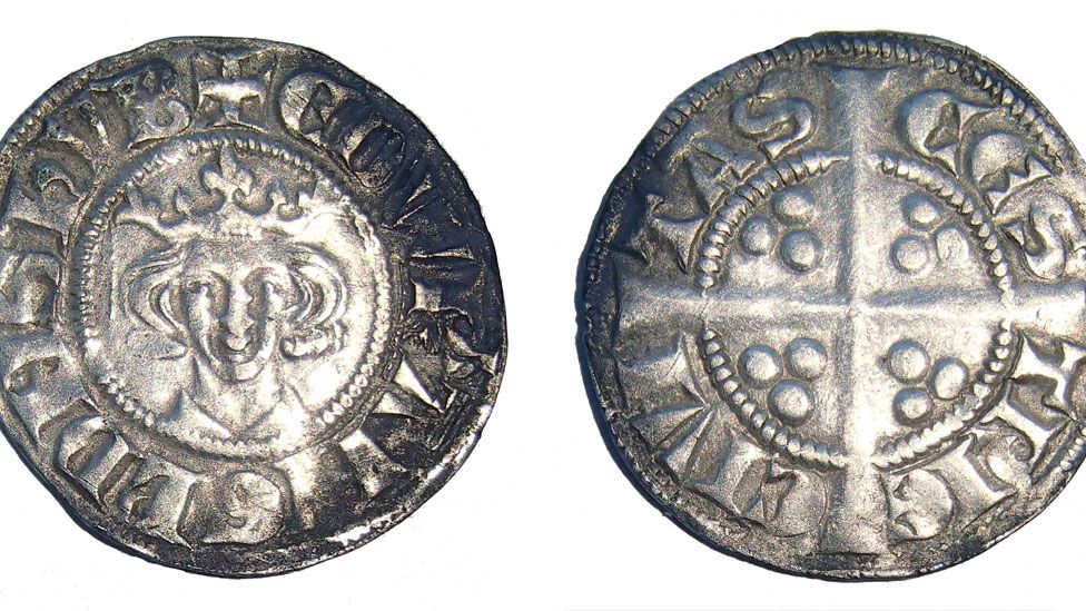 Medieval silver coin with Chester reverse