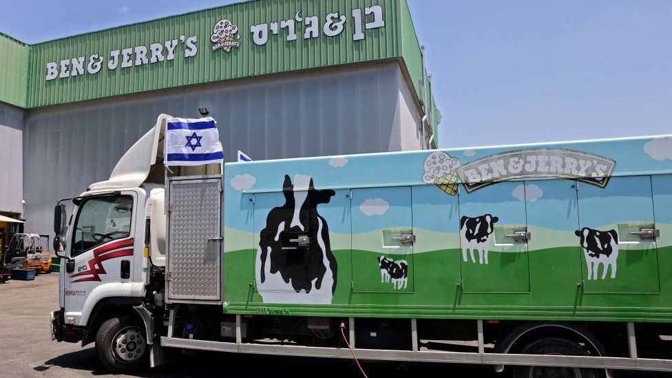 truck at Ben & Jerry's plant in southern Israel