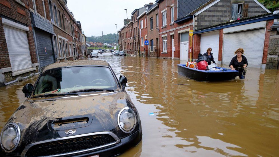 Flooding in Belgium last year, caused by heavy rainfall