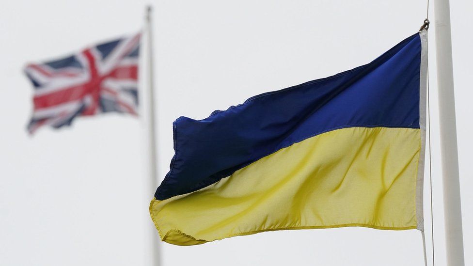 Union Jack and Ukraine flag