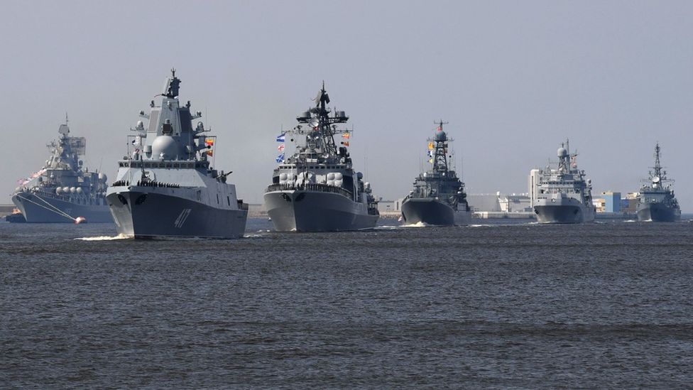 Russian fleet, led by the warship Admiral Gorshkov
