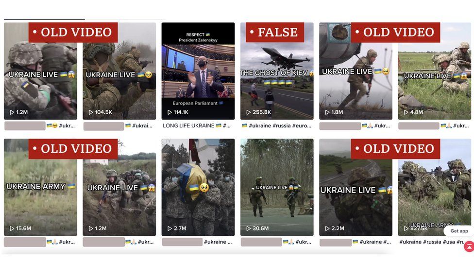 Screenshot from TikTok: Most of this user's viral videos were taken from Ukrainian military training videos shot in 2017