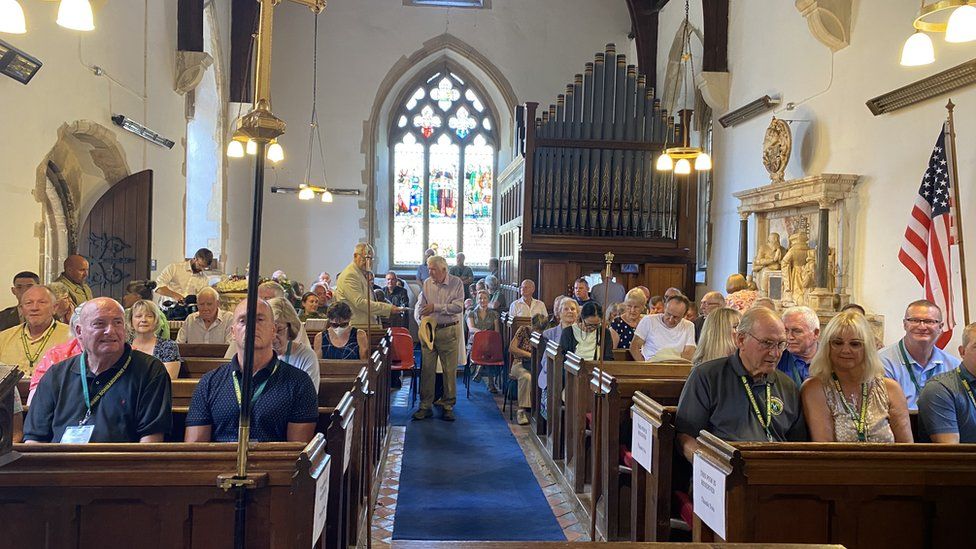 A church service in Bletsoe, Bedfordshire