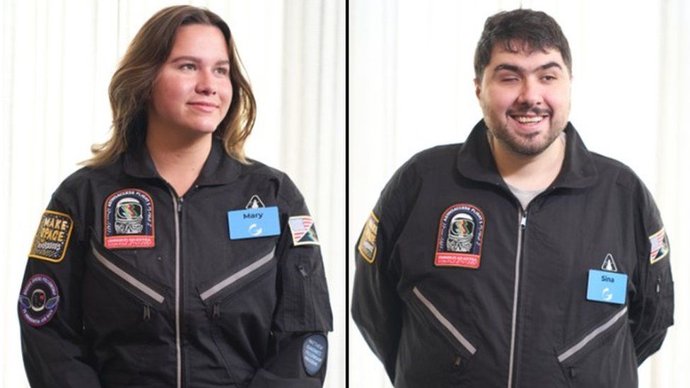 Mary Cooper and Sina Bahram in their flight suits