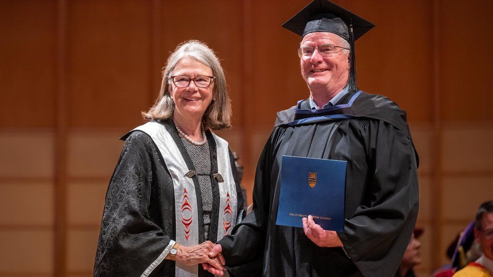 Arthur Ross receiving his degree on Thursday at UBC's commencement ceremony