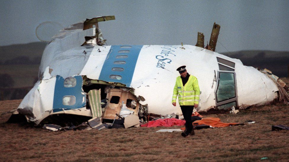 Wreckage of PanAm airliner that came down over Lockerbie