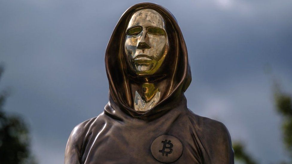 A statue of pseudonymous Bitcoin inventor Satoshi Nakamoto in Budapest, Hungary