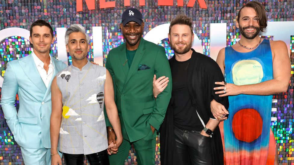 Antoni Porowski, Tan France, Karamo Brown, Bobby Berk and Jonathan Van Ness attend Netflix's 'All Out: A Night of Pride' at Heart Weho on May 11, 2023 in West Hollywood, California.
