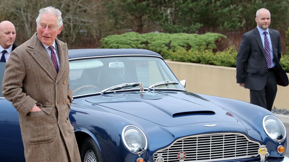 Prince Charles and his Aston Martin DB6 Volante