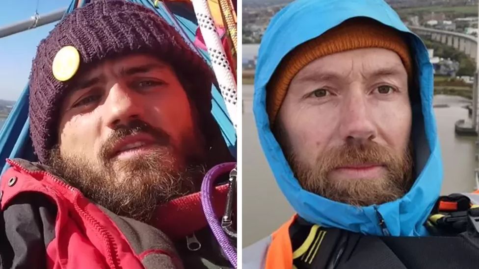 Headshots side by side of two Just Stop Oil protesters