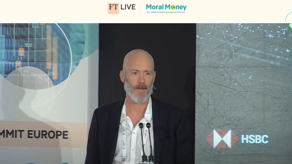 Stuart Kirk speaking at the FT Moral Money Summit