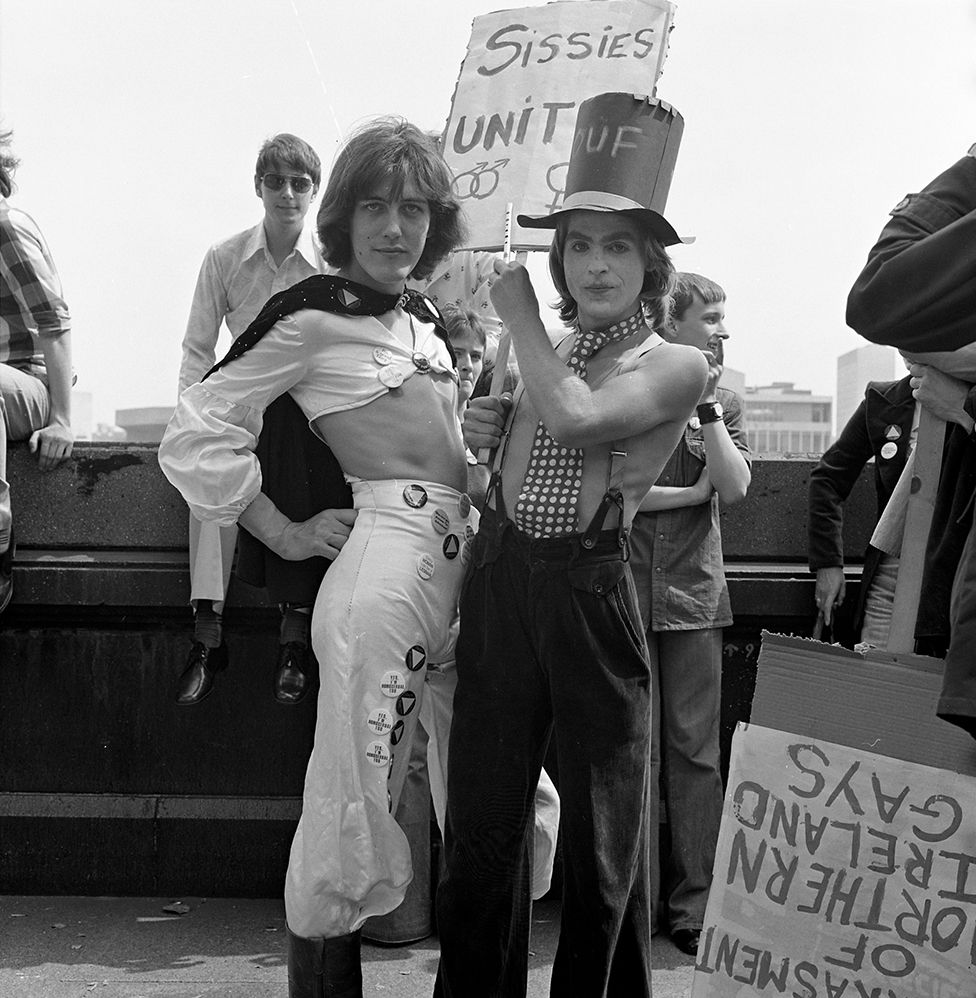 People attend the Pride march in 1976