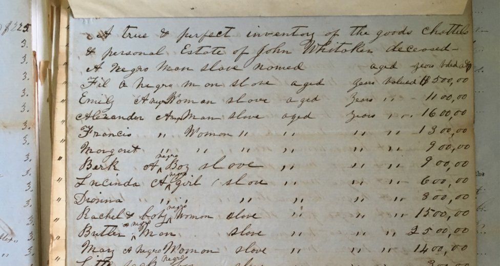 Probate record of former enslaver's estate