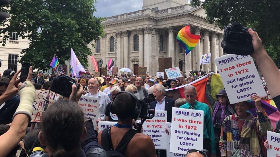 Peter Tatchell taking part in Pride 50th anniversary