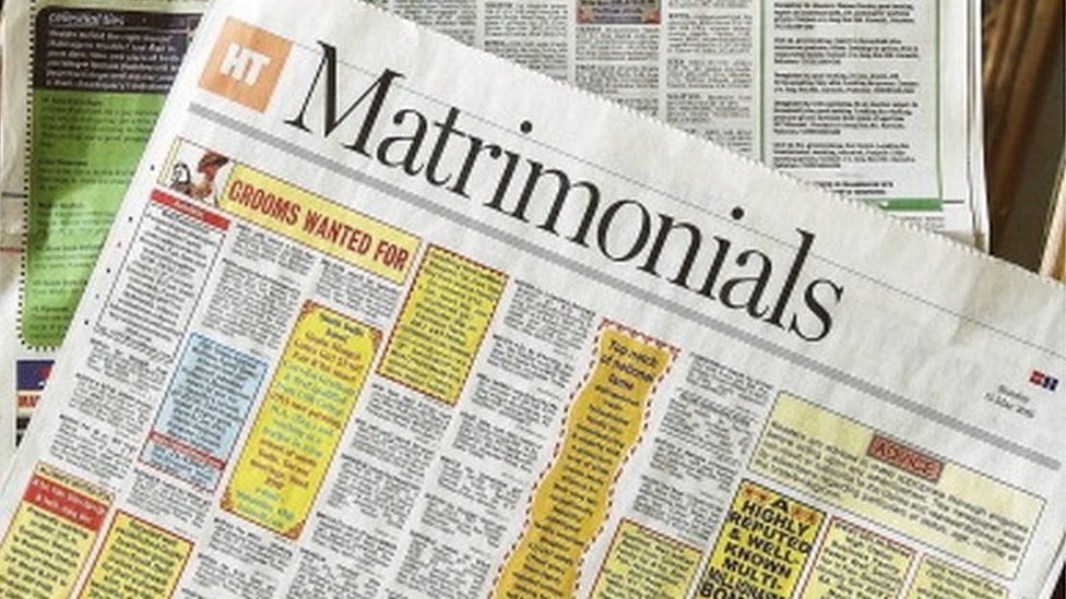 All Indian newspapers publish pages of matrimonials where families are looking for a bride or a groom for their child according to a cast, a religion, a social status, etc. T