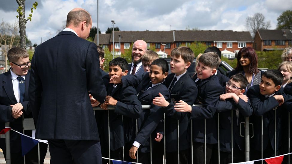 Prince William met pupils at the school