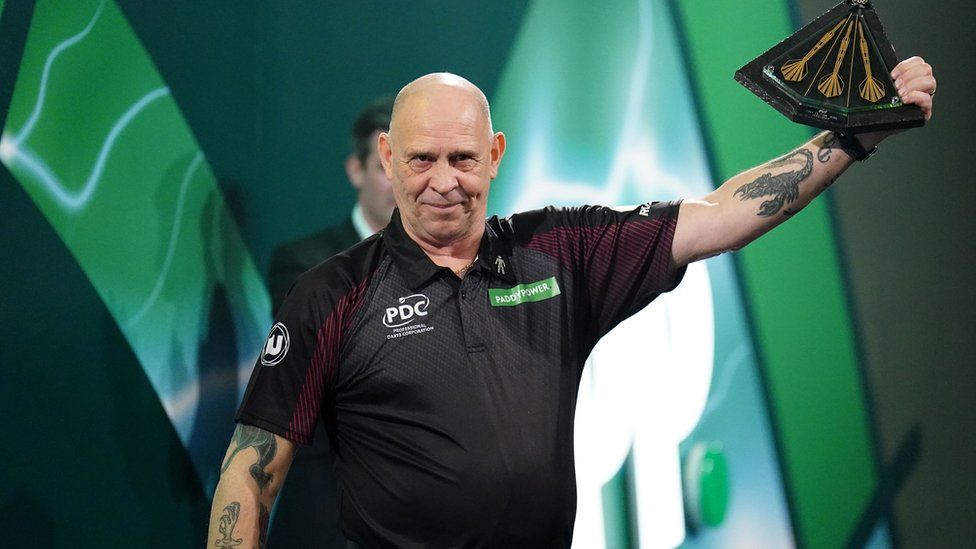 Russ Bray is inducted in to the PDC Darts Hall of Fame prior to the final of the Paddy Power World Darts Championship at Alexandra Palace, London.