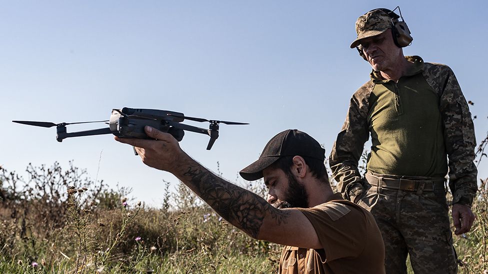 A Ukrainian soldier prepares a drone as the Russia-Ukraine war continues in Donetsk Oblast, Ukraine, 17 August 2023