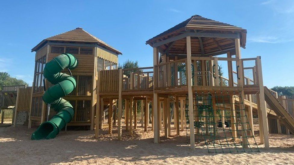 A new play tower at Stanwick Lakes, Northamptonshire