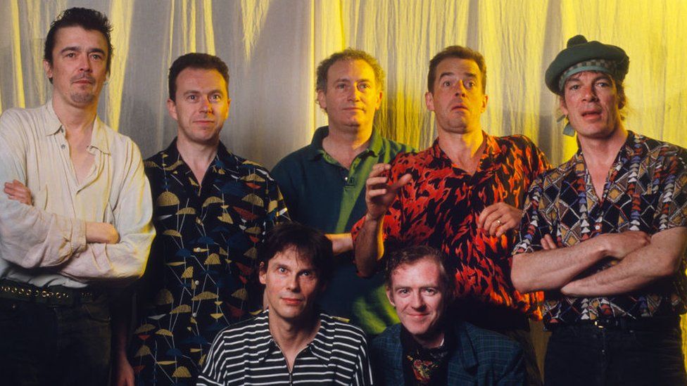 Darryl Hunt pictured with The Pogues in 1992
