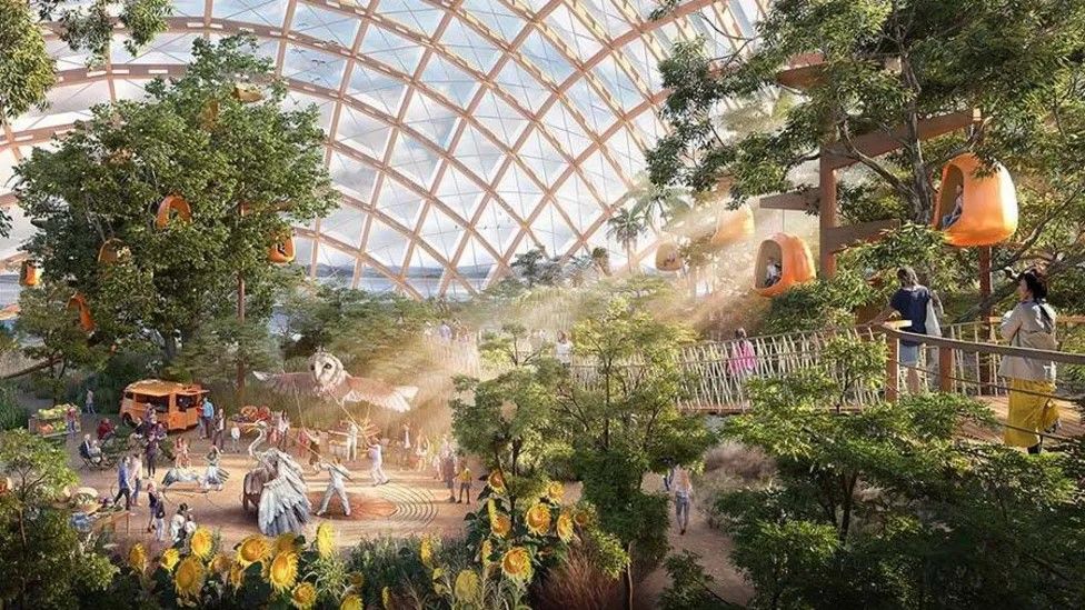 artist's impression - interior view of Eden Project North with foliage