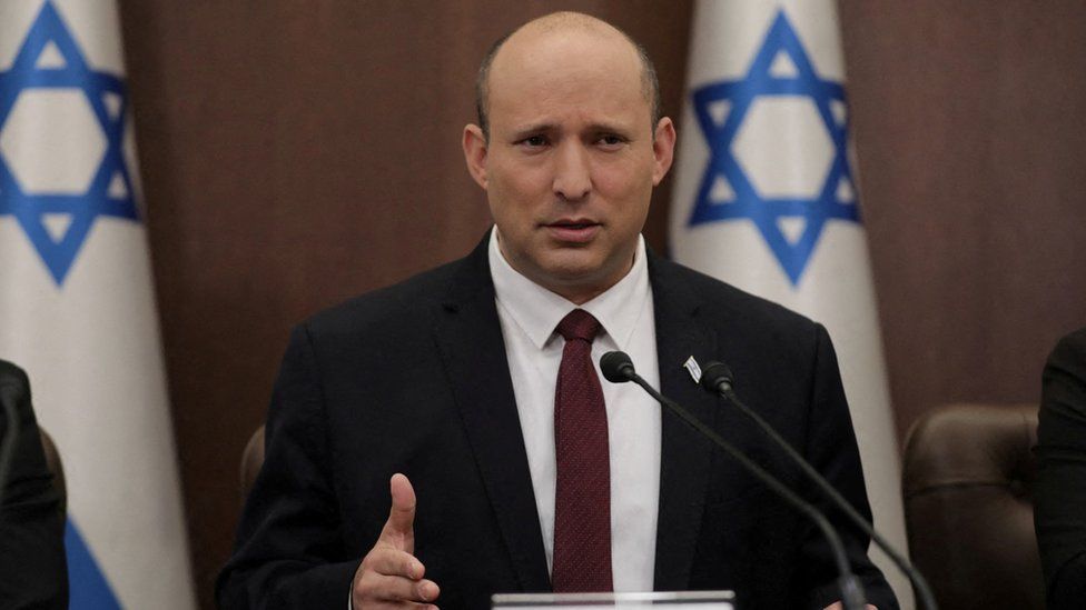 Israeli Prime Minister Naftali Bennett attends a cabinet meeting in Jerusalem (19 June 2022)