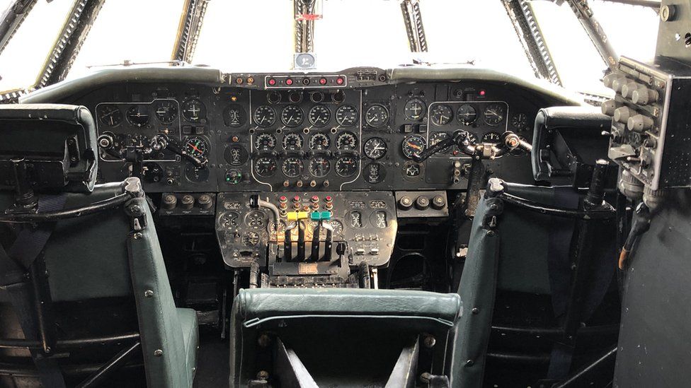 Inside the Britannia cockpit