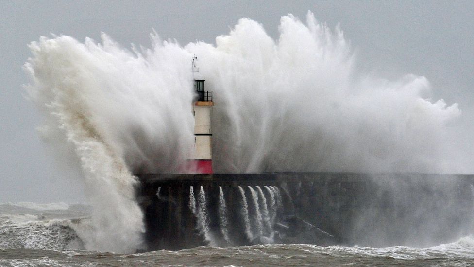 Large wave crashing onshore in Newhaven