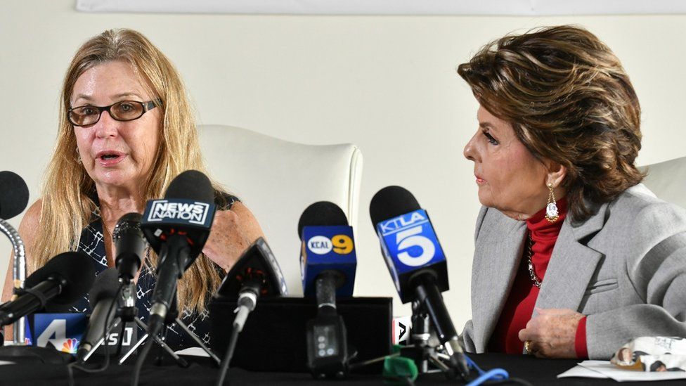 Mamie Mitchell speaks during press conference, with Gloria Allred