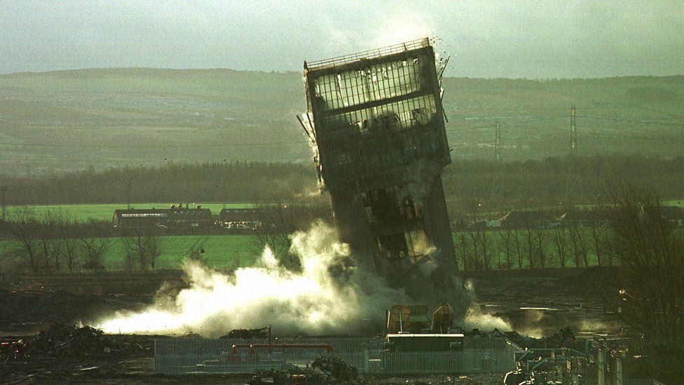 Monktonhall colliery in Midlothian being demolished