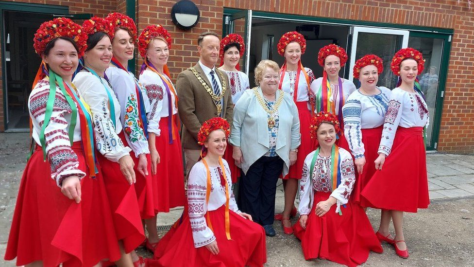 The Sunflowers Wales Dance Group in traditional dress