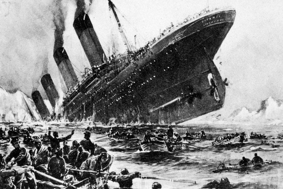 Illustration of sinking of Titanic