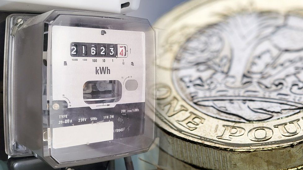 Electric meter with pound coin