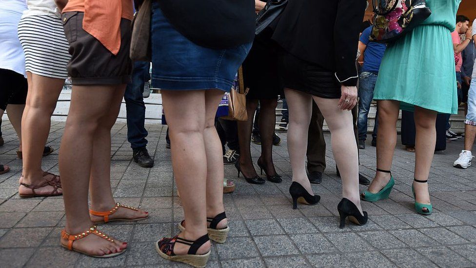 Tunisian women wear skirts during a demonstration titled the 'international day of the mini skirt' which aims to be a show of solidarity with Algerian women and of defiance against the extremists on June 6, 2015