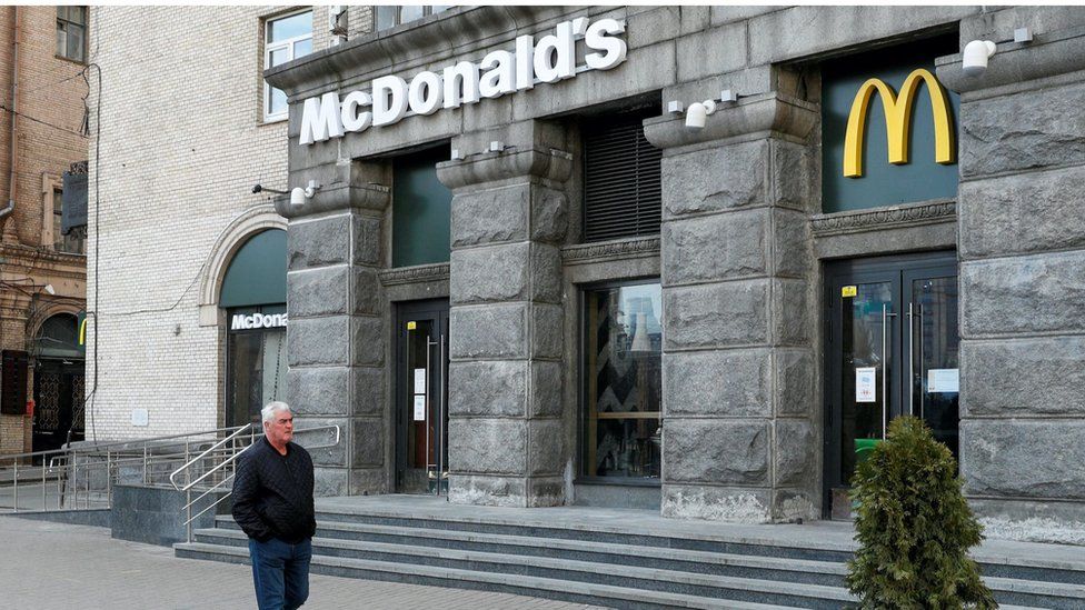 A closed McDonalds store in Kyiv