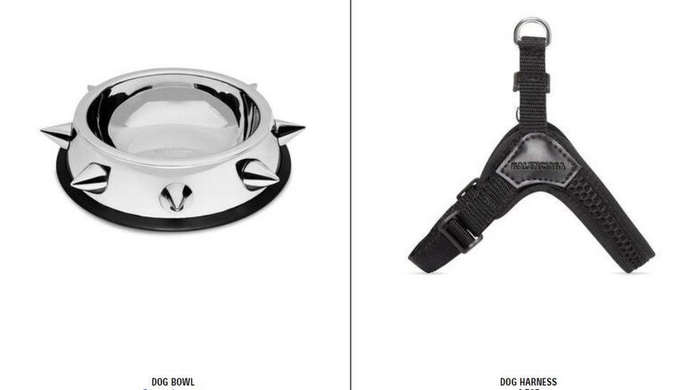 Dog bowl and harness from Balenciaga Objects range