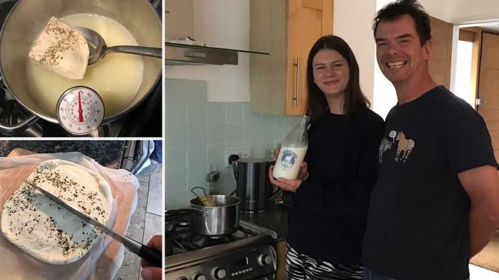Rob Marchant and his daughter Chloe making halloumi cheese