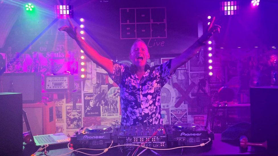 Fatboy Slim pictured performing behind the decks at Hot Box Live in Chelmsford