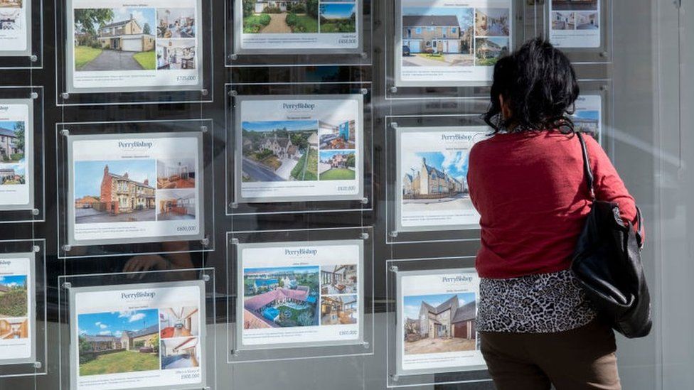 Person looking in estate agent window