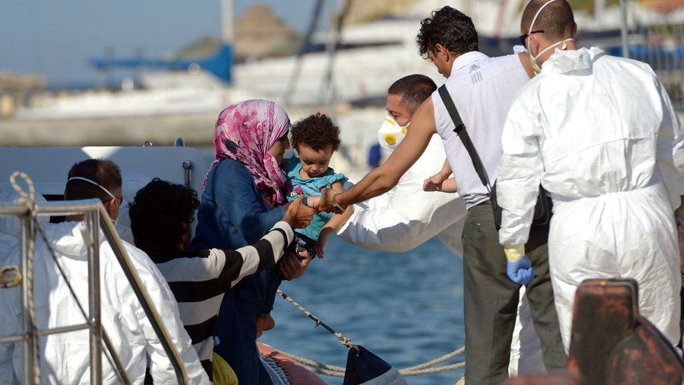 Migrants landing in Malta