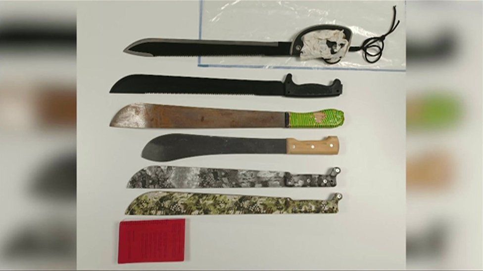 Row of machetes