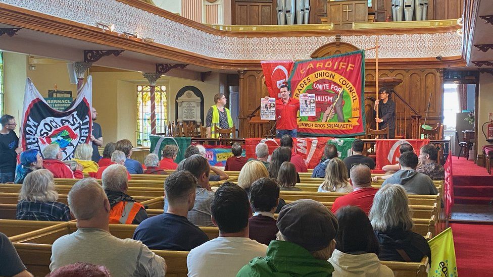 The protest moved into Tabernacle Cardiff due to heavy rain