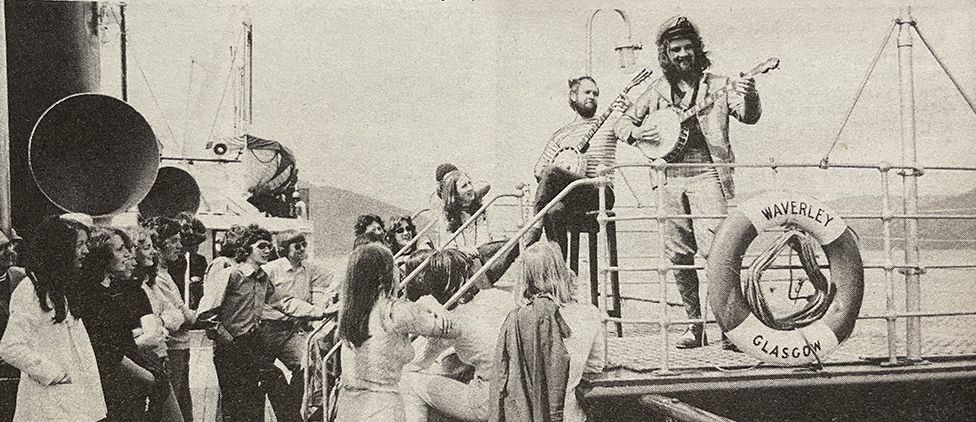 Billy Connolly entertains passengers on The Waverley in 1973