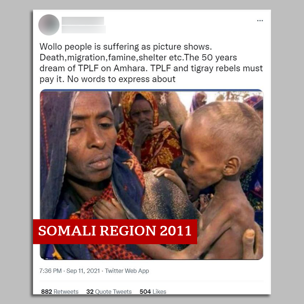Screengrab of tweet with image from Somali region