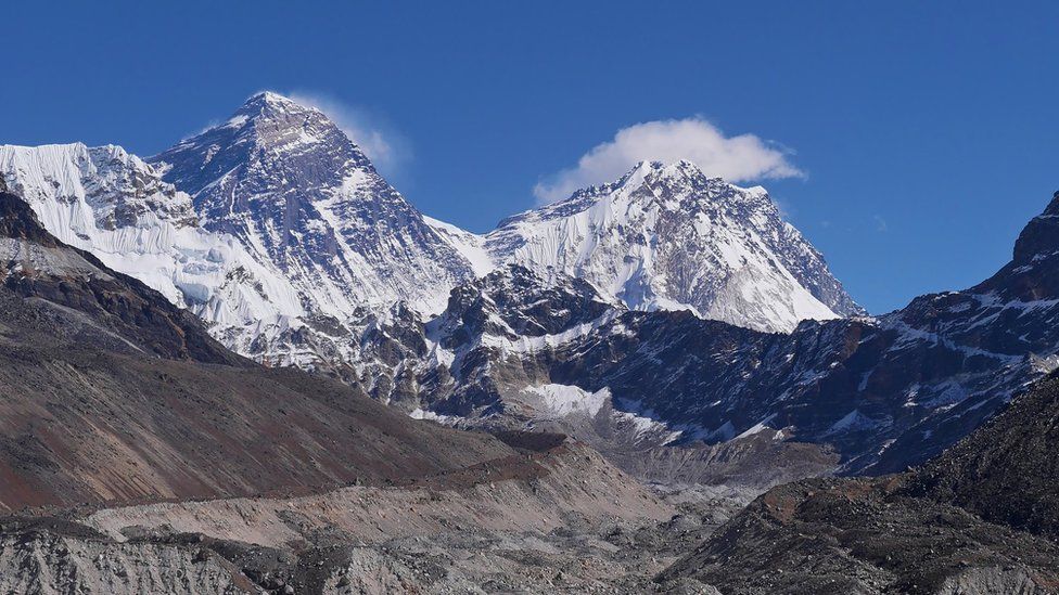 Mount Everest and the South Col glacier