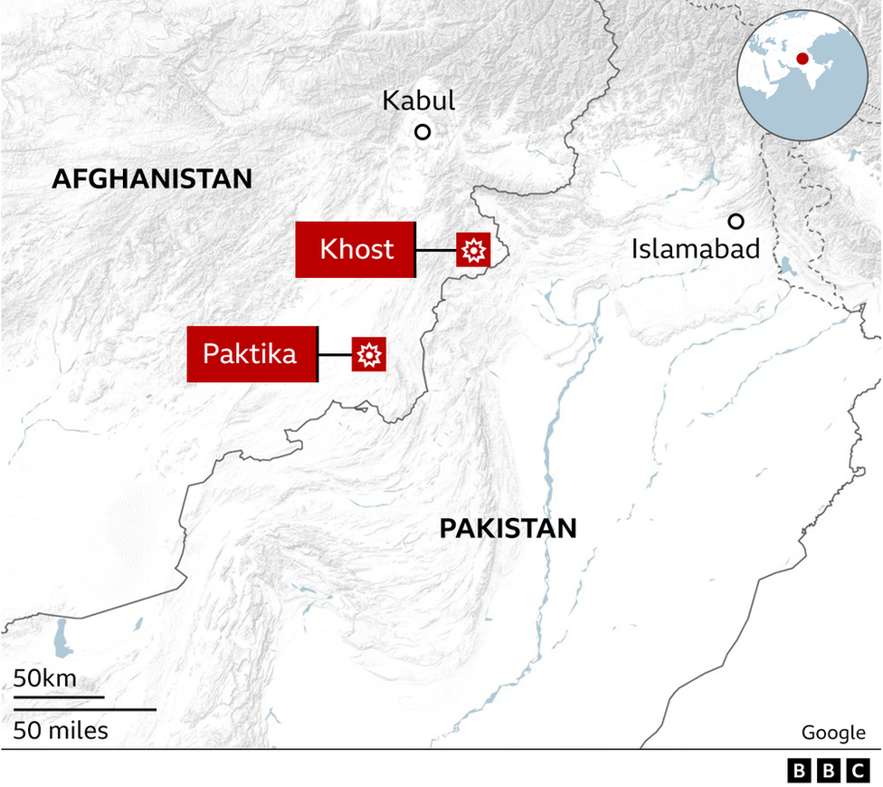 A map showing Afghanistan and Pakistan