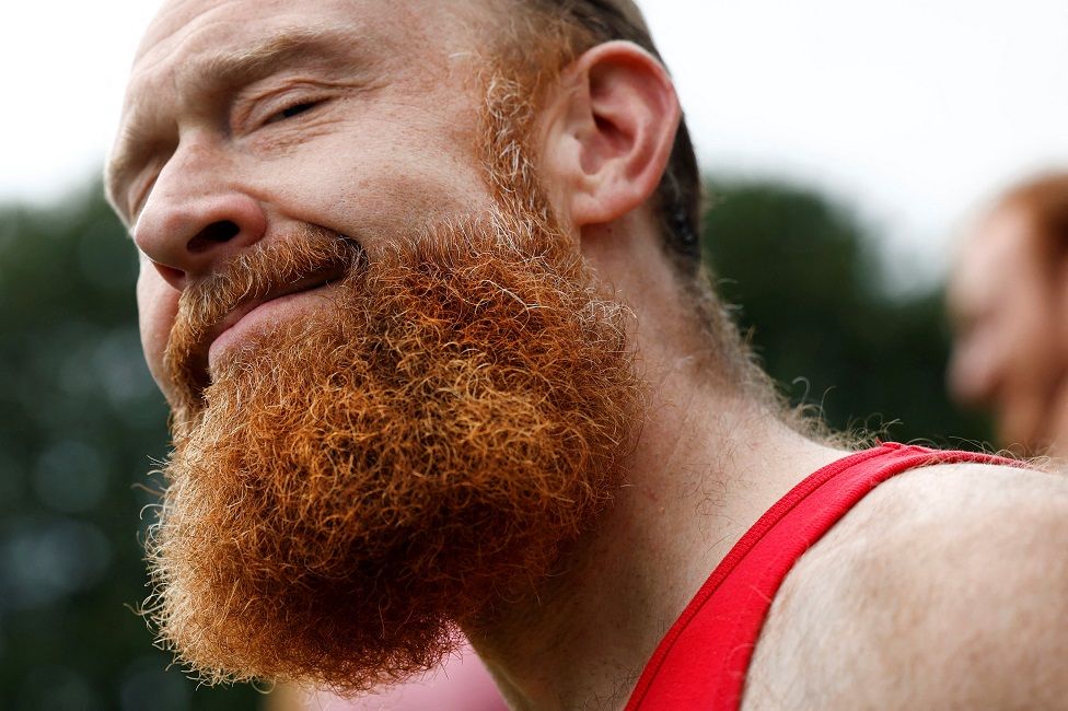 A man shows off his ginger beard at the festival
