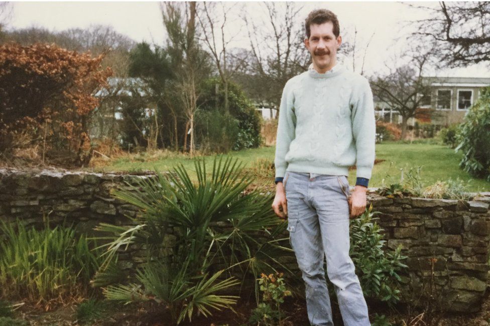 Simon Olpin in his garden in 1988